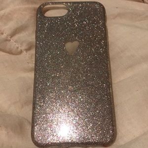 sparkly case with clear heart